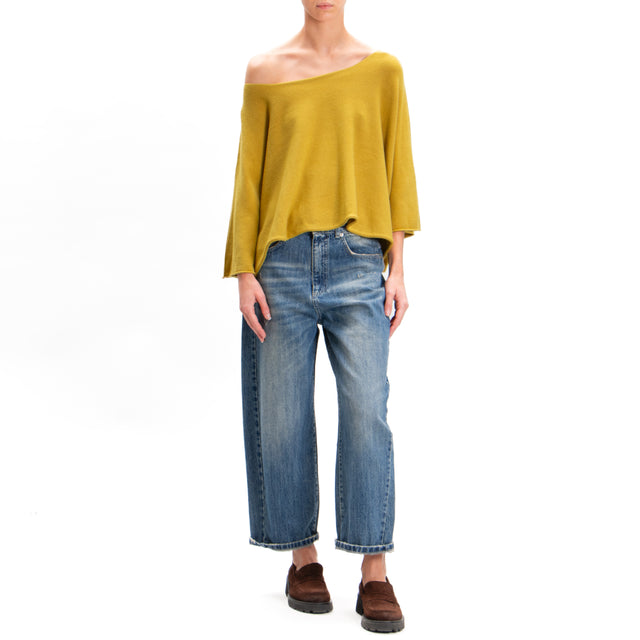 Zeroassoluto-Wide Sleeve Crop Top - Oil