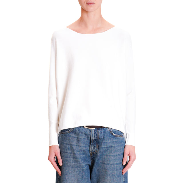 Zeroassoluto-Maglia girocollo spacchi laterali - off white