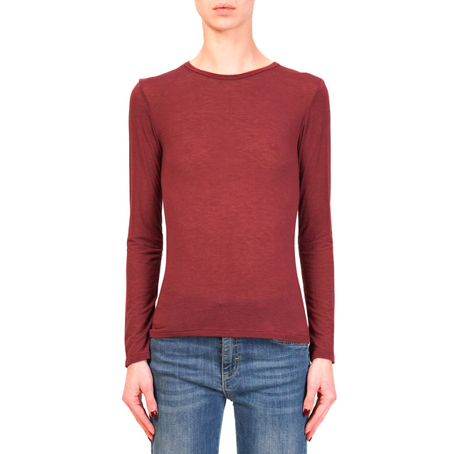 Zeroassoluto-T-shirt sottile misto cashmere - vino