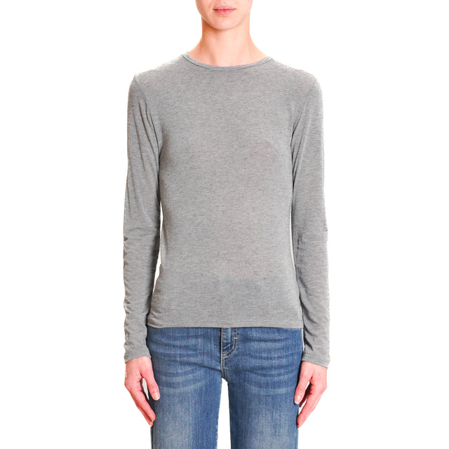 Zeroassoluto-Thin Cashmere Blend T-Shirt - Grey