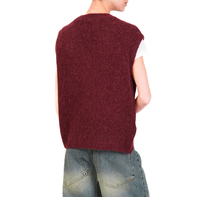 Zeroassoluto-Gilet a v alpaca - vino