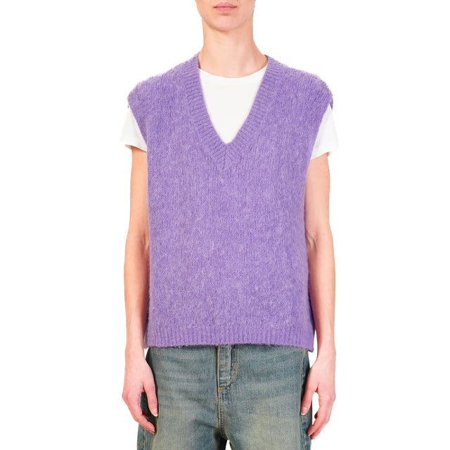 Zeroassoluto-Gilet a v alpaca - viola