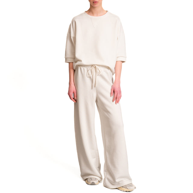 Zeroassoluto-Pantalone in felpa con coulisse - latte