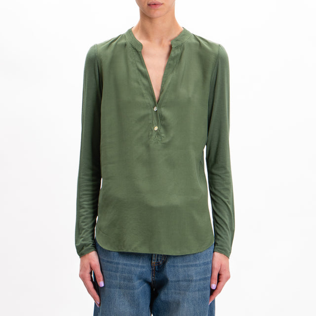 Zeroassoluto-Camicia chester doppio tessuto - militare