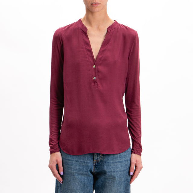 Zeroassoluto-Camicia chester doppio tessuto - vino