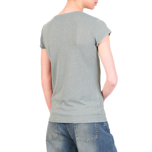 Zeroassoluto-T-shirt lurex a costine elasticizzato - avio