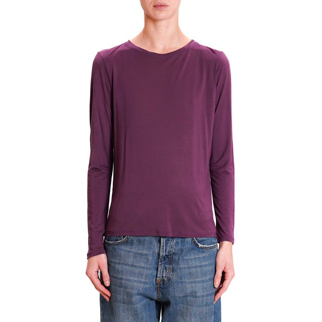 Zeroassoluto-T-shirt slim fit tessuto lyocell - aubergine