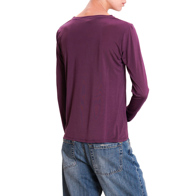 Zeroassoluto-T-shirt slim fit lyocell fabric 100% NATURAL FIBER - aubergine