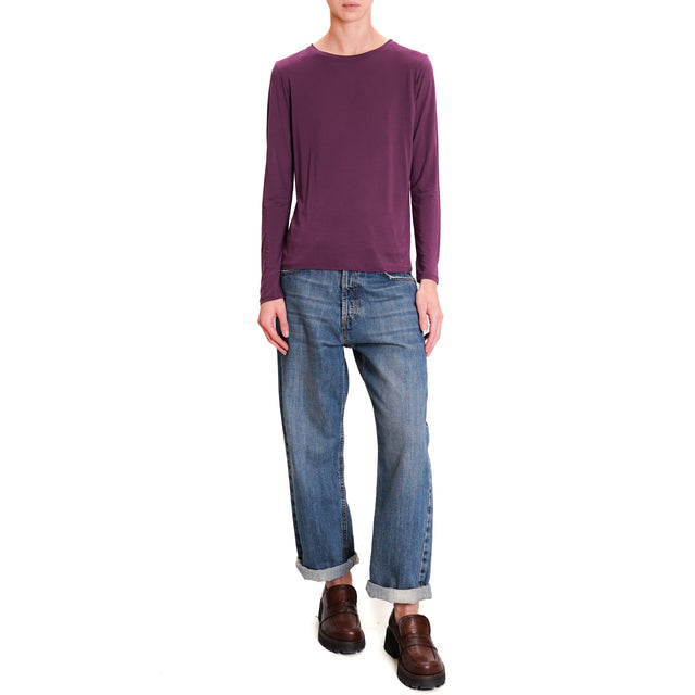 Zeroassoluto-T-shirt slim fit tessuto lyocell - aubergine