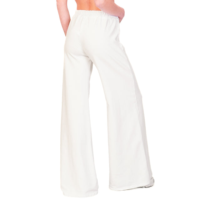 Zeroassoluto-Pantalone a zampa felpa light - bianco