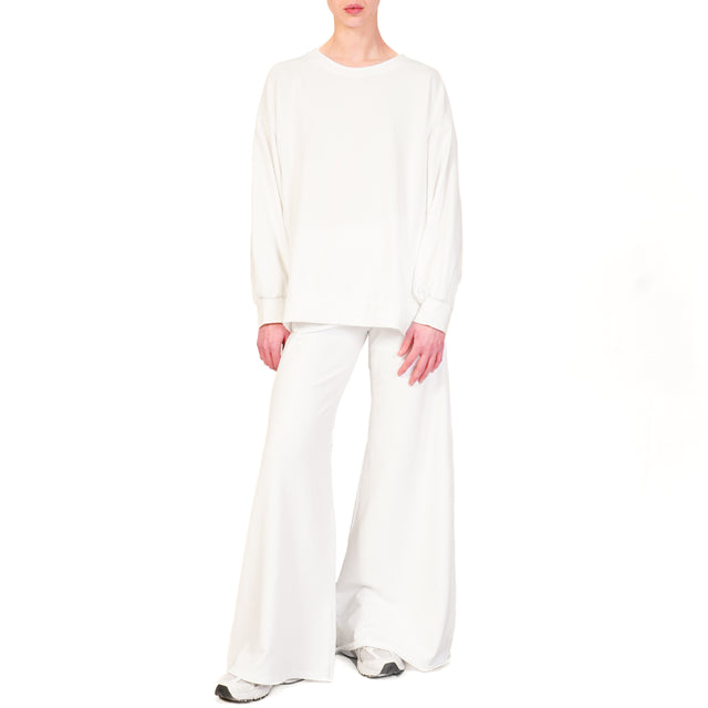 Zeroassoluto-Pantalone a zampa felpa light - bianco