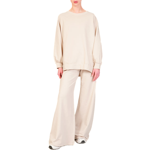 Zeroassoluto-Pantalone a zampa felpa light - beige