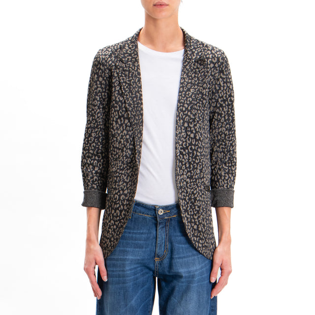 Zeroassoluto-JIN stretch jacket - black/taupe animalier lurex