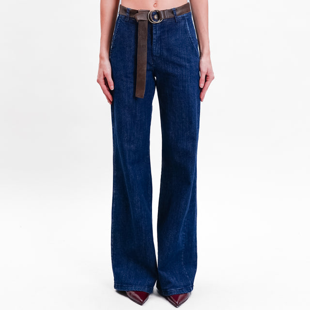 Zeroassoluto-Pantalone LILLY palazzo tela jeans elasticizzata - denim