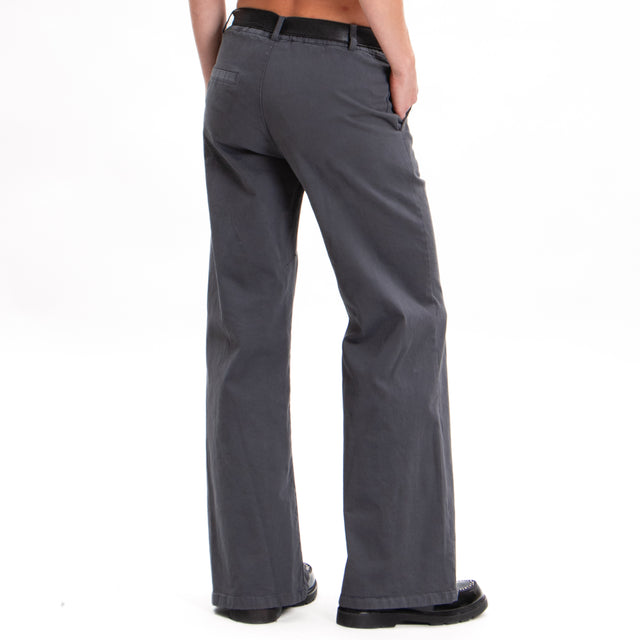 Zeroassoluto-LILLY palazzo trousers in stretch cotton - lead