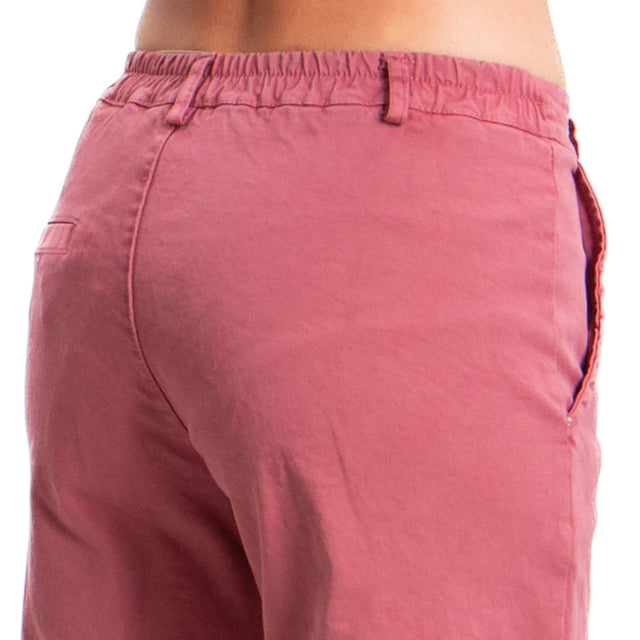 Zeroassoluto-Pantalone LILLY palazzo cotone elasticizzato - rose