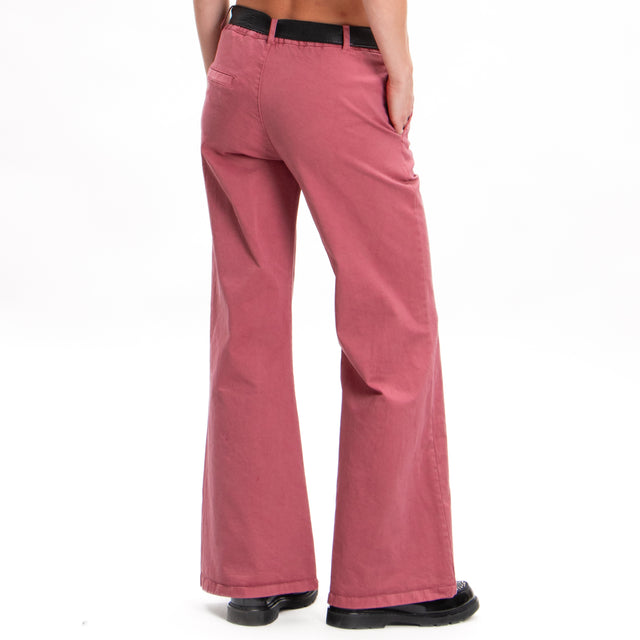 Zeroassoluto-LILLY palazzo trousers in stretch cotton - rose