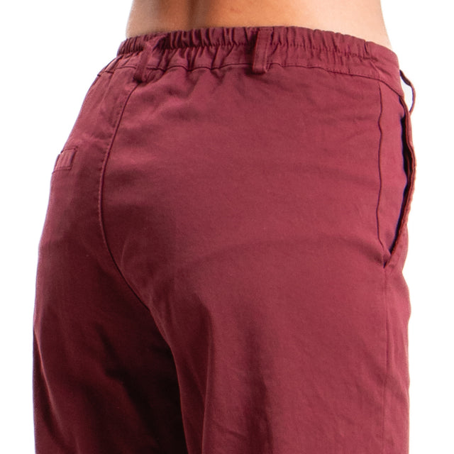 Zeroassoluto-LILLY palazzo trousers in stretch cotton - wine