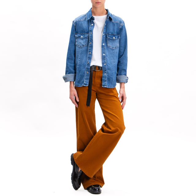 Zeroassoluto-LILLY palazzo pants in stretch cotton - whiskey