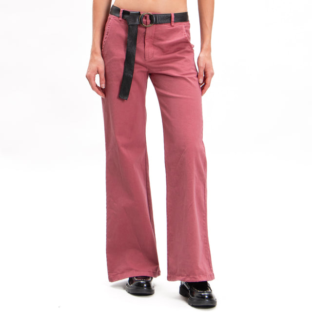 Zeroassoluto-LILLY palazzo trousers in stretch cotton - rose