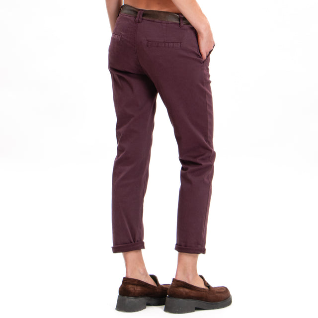 Zeroassoluto-LOIS stretch cotton chino trousers - burgundy