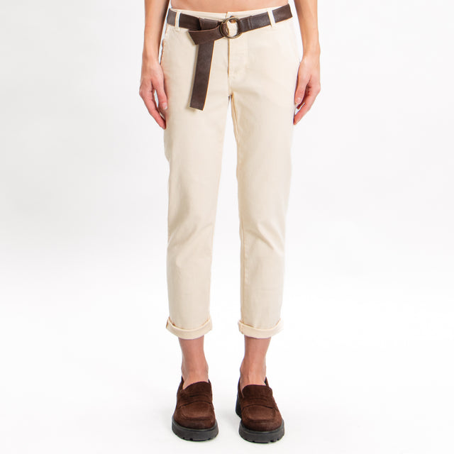 Zeroassoluto-LOIS stretch cotton chino trousers - butter