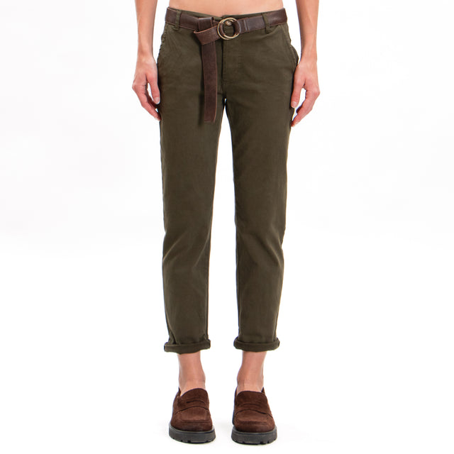 Zeroassoluto-LOIS chino trousers in stretch cotton - military