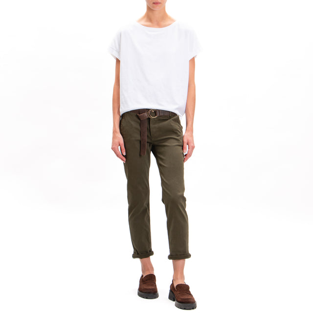 Zeroassoluto-LOIS chino trousers in stretch cotton - military