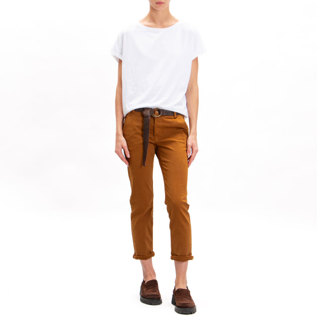 Zeroassoluto-Pantalone LOIS chino cotone elasticizzato - whiskey