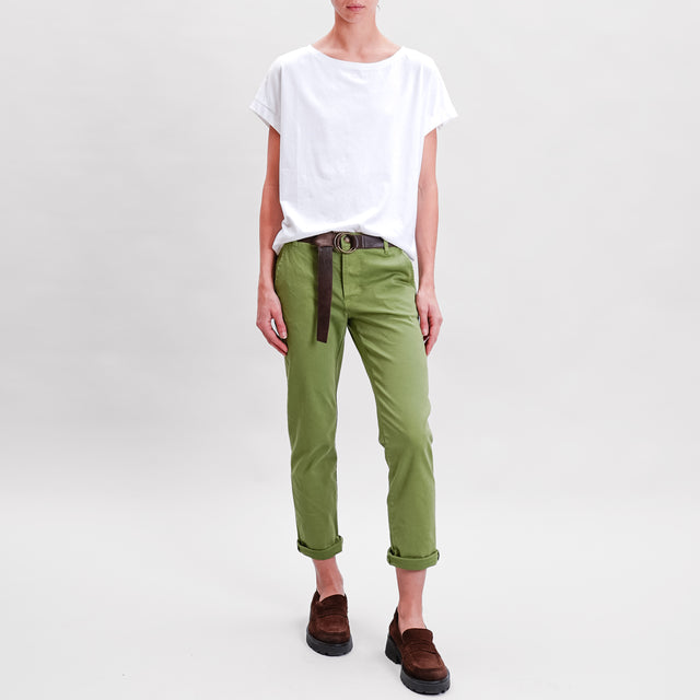 Zeroassoluto-LOIS chino trousers in stretch cotton - olive