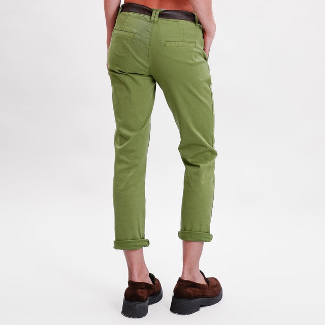 Zeroassoluto-LOIS chino trousers in stretch cotton - olive