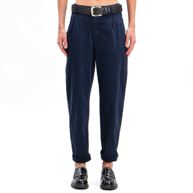 Zeroassoluto-LOLA boyfriend stretch cotton trousers - blue