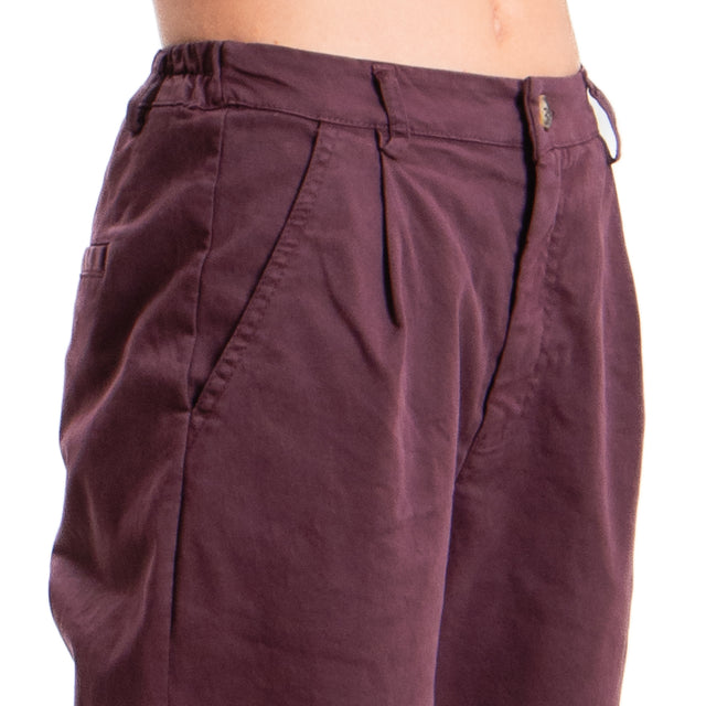 Zeroassoluto-Pantalone LOLA boyfriend cotone elasticizzato - burgundy