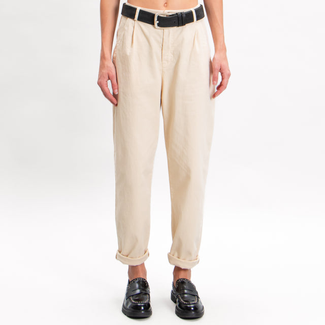 Zeroassoluto-Pantalone LOLA boyfriend elastico dietro - burro