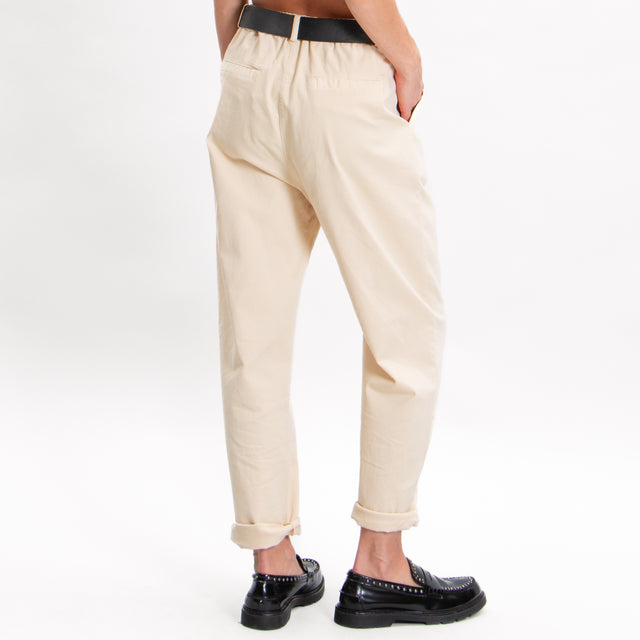 Zeroassoluto-LOLA boyfriend trousers with elastic back - butter