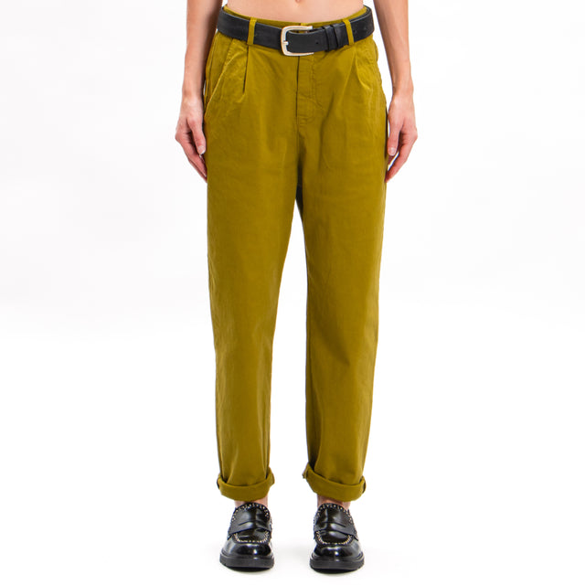 Zeroassoluto-LOLA boyfriend stretch cotton trousers - oil