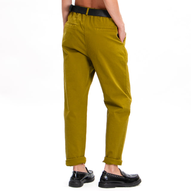 Zeroassoluto-Pantalone LOLA boyfriend cotone elasticizzato - olio