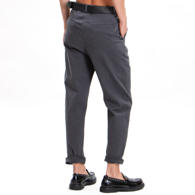 Zeroassoluto-Pantalone LOLA boyfriend cotone elasticizzato - piombo