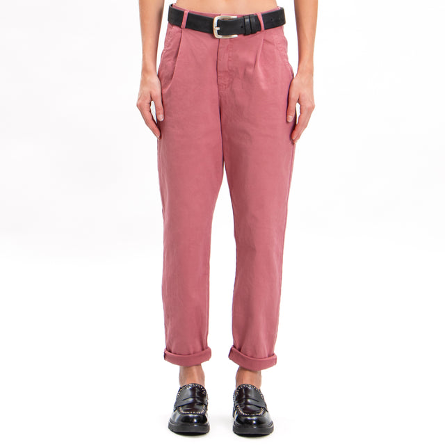 Zeroassoluto-Pantalone LOLA boyfriend cotone elasticizzato - rose