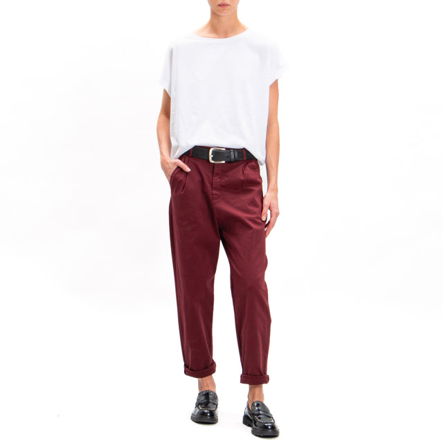 Zeroassoluto-LOLA boyfriend stretch cotton trousers - wine