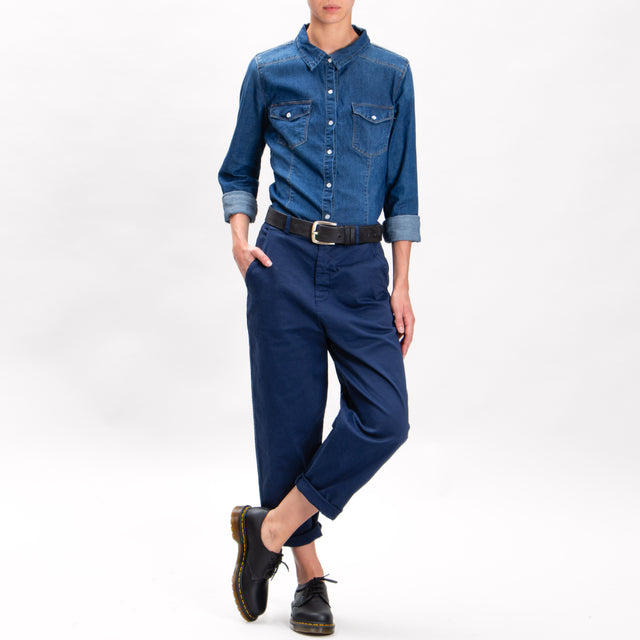 Zeroassoluto-LORY baggy stretch cotton trousers - blue