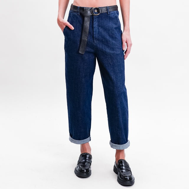 Zeroassoluto-Pantalone LORY baggy tela jeans elasticizzata - denim