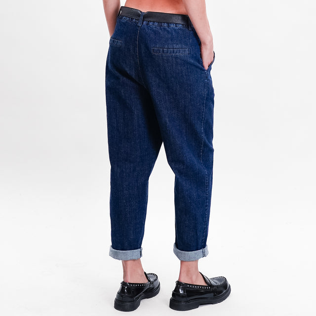 Zeroassoluto-Pantalone LORY baggy tela jeans elasticizzata - denim