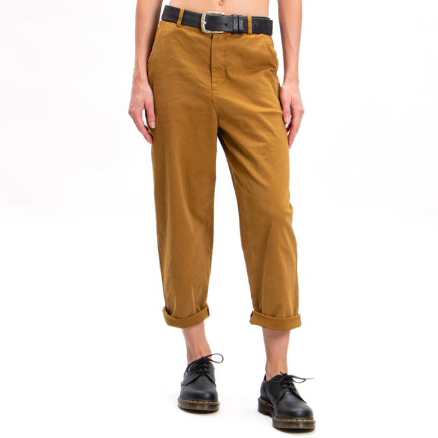 Zeroassoluto-LORY baggy stretch cotton trousers - humus