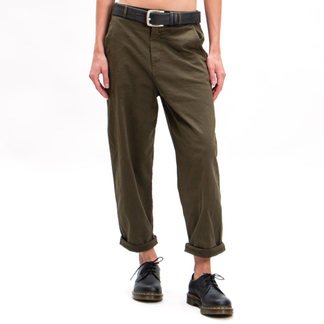 Zeroassoluto-LORY baggy stretch cotton trousers - military