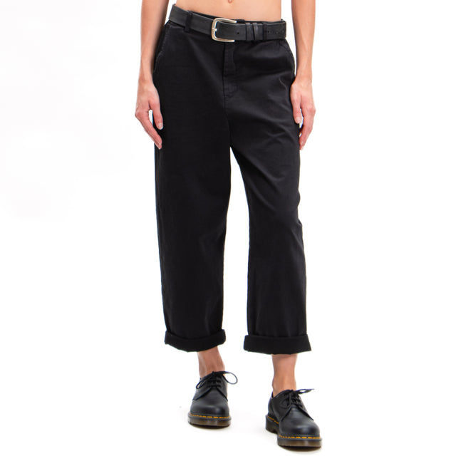 Zeroassoluto-LORY baggy stretch cotton trousers - black