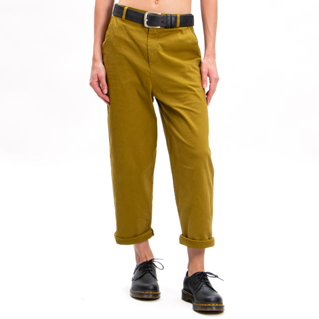 Zeroassoluto-Pantalone LORY baggy cotone elasticizzato - olio