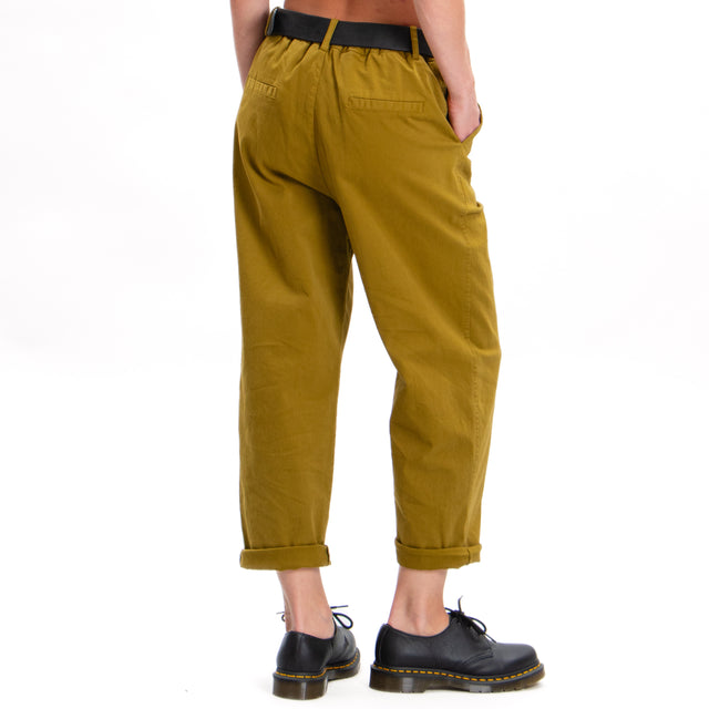 Zeroassoluto-Pantalone LORY baggy cotone elasticizzato - olio