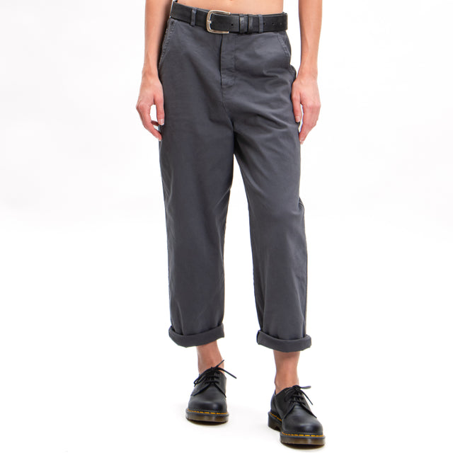 Zeroassoluto-LORY baggy stretch cotton trousers - lead