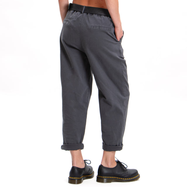 Zeroassoluto-Pantalone LORY baggy cotone elasticizzato - piombo